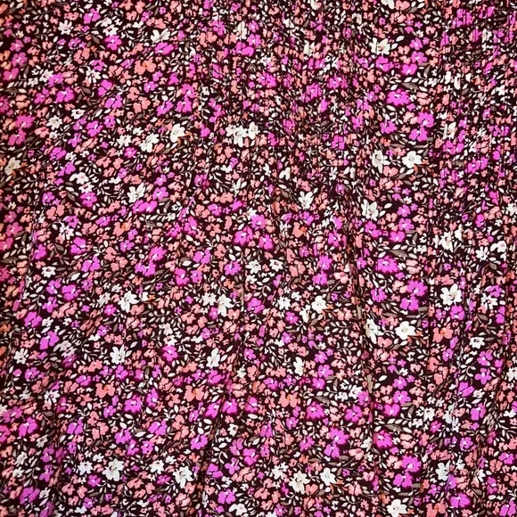 Lucky Brand Pink Brown Beige Floral Long Sleeve Button Blouse Shirt Small NWT - Picture 2 of 7